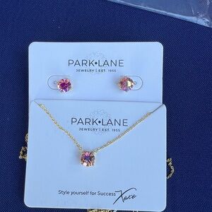 Park Lane Gold and Iridescent Pink Earring Set  3 carats